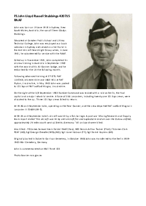 A preview of a PDF biography for Stubbings, John Lloyd Russell
